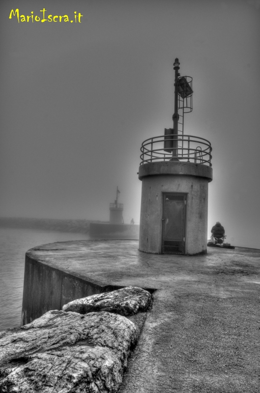 fari nella nebbia bianco e nero